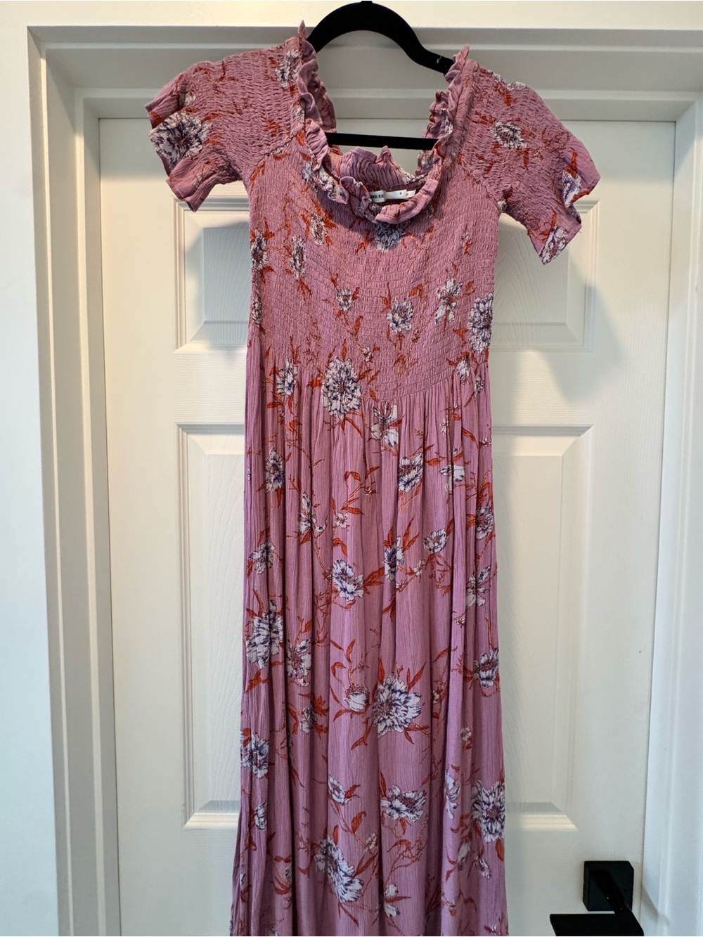 Kimchi Blue Dusty Pink Floral Smocked Maxi Dress